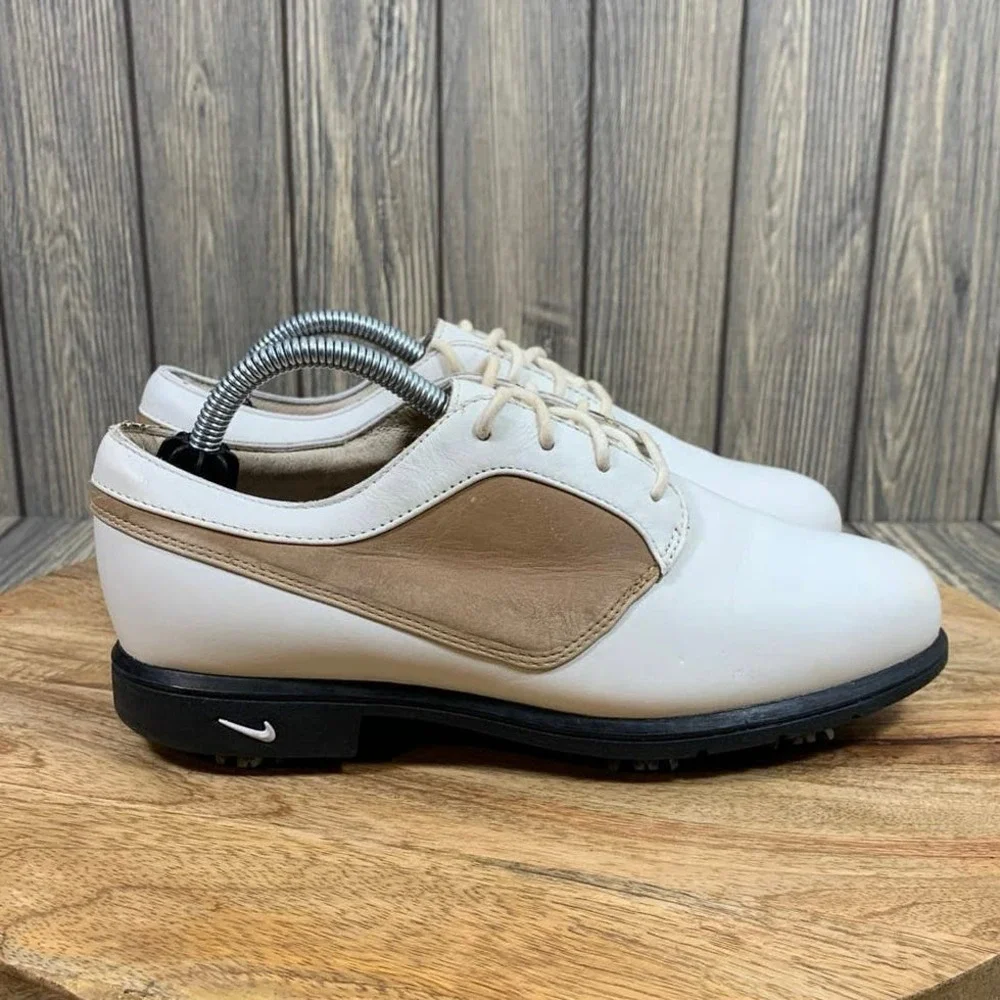 Nike Air Comfort Verdana Last Golf Shoes Womens Size 6.5 White‎ Brown Vtg 2003